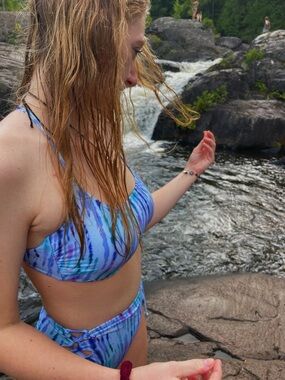 Women’s Tie-Dye Two-Piece Swim Set - Blue/Purple